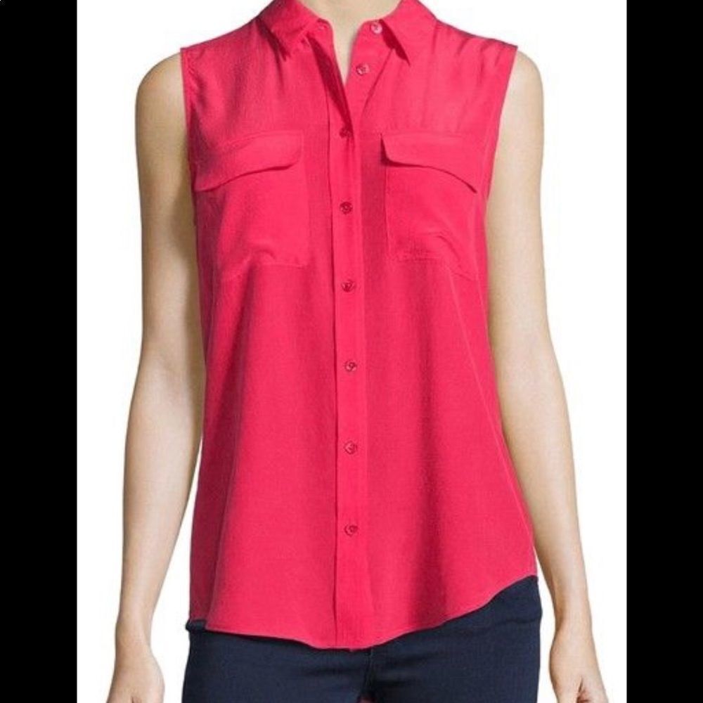 Equipment Dark Pink Sleeveless Blouse Size XS